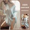 Women Sexy Boyfriend Style Loose Satin Sleep Shirt Nightdress Home Loungewear