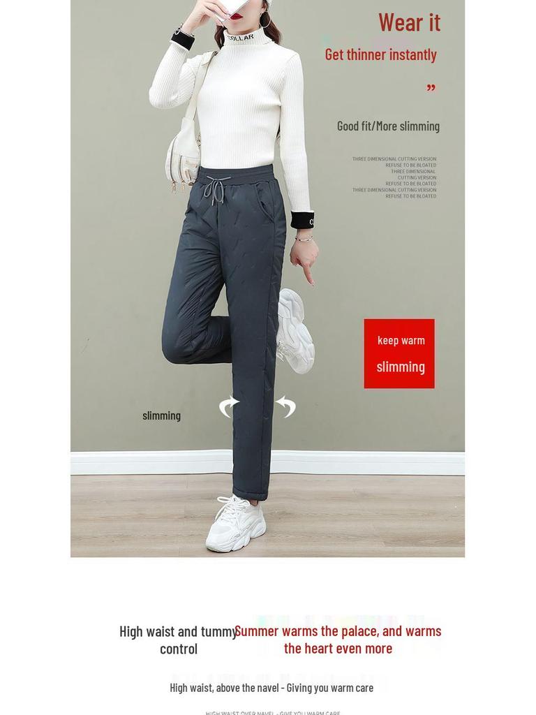 Autumn/Winter Women's Windproof Lambswool-Lined Cotton Pants - Warm, Velvet, Thickened Casual Sportswear