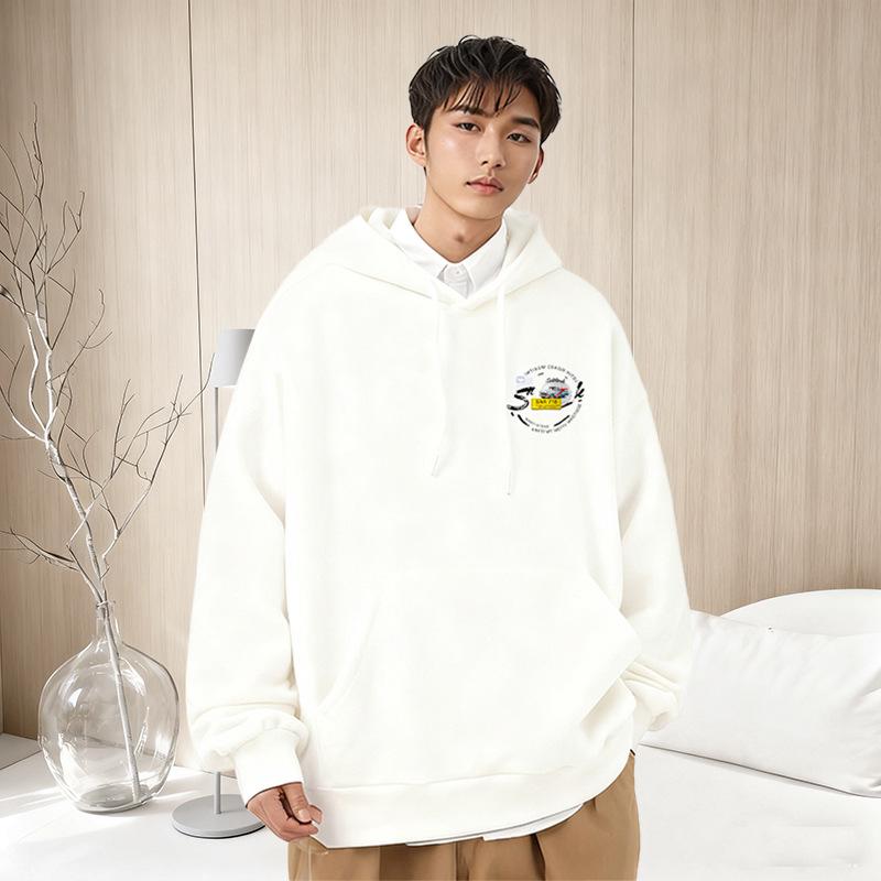 

Men s Oversized Lazy Style Hoodie - Early Autumn Velvet Hong Kong Streetwear L (110-130 lbs)