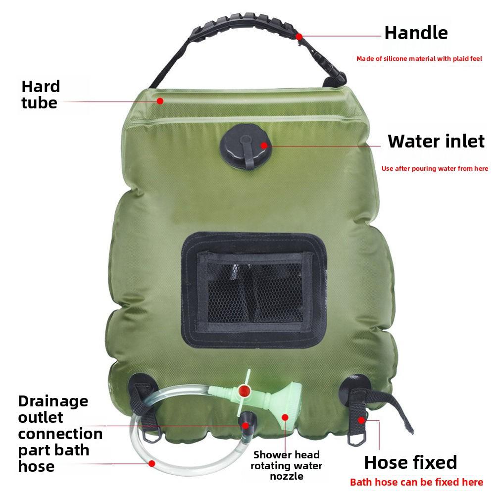 1PCS 20L Outdoor Camping Shower Bag Solar Heated Portable Bathing Bag Use Durable PVC Quick Heat-Up Outdoor Bath Water Bag