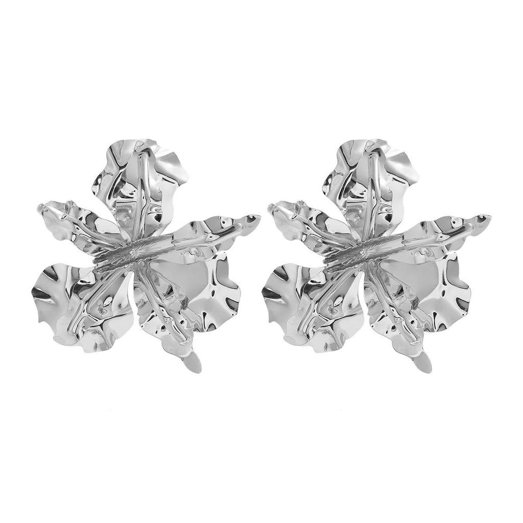 Luxury Gold and Silver Alloy 3D Flower Earrings