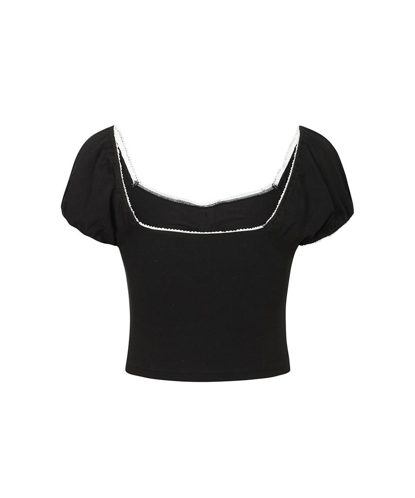 Moabel Coquette Puff Top - Black