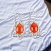 Natural Orange Carnelian Gemstone 925 Sterling Silver Handcrafted Earrings 1.70" EE-40-26