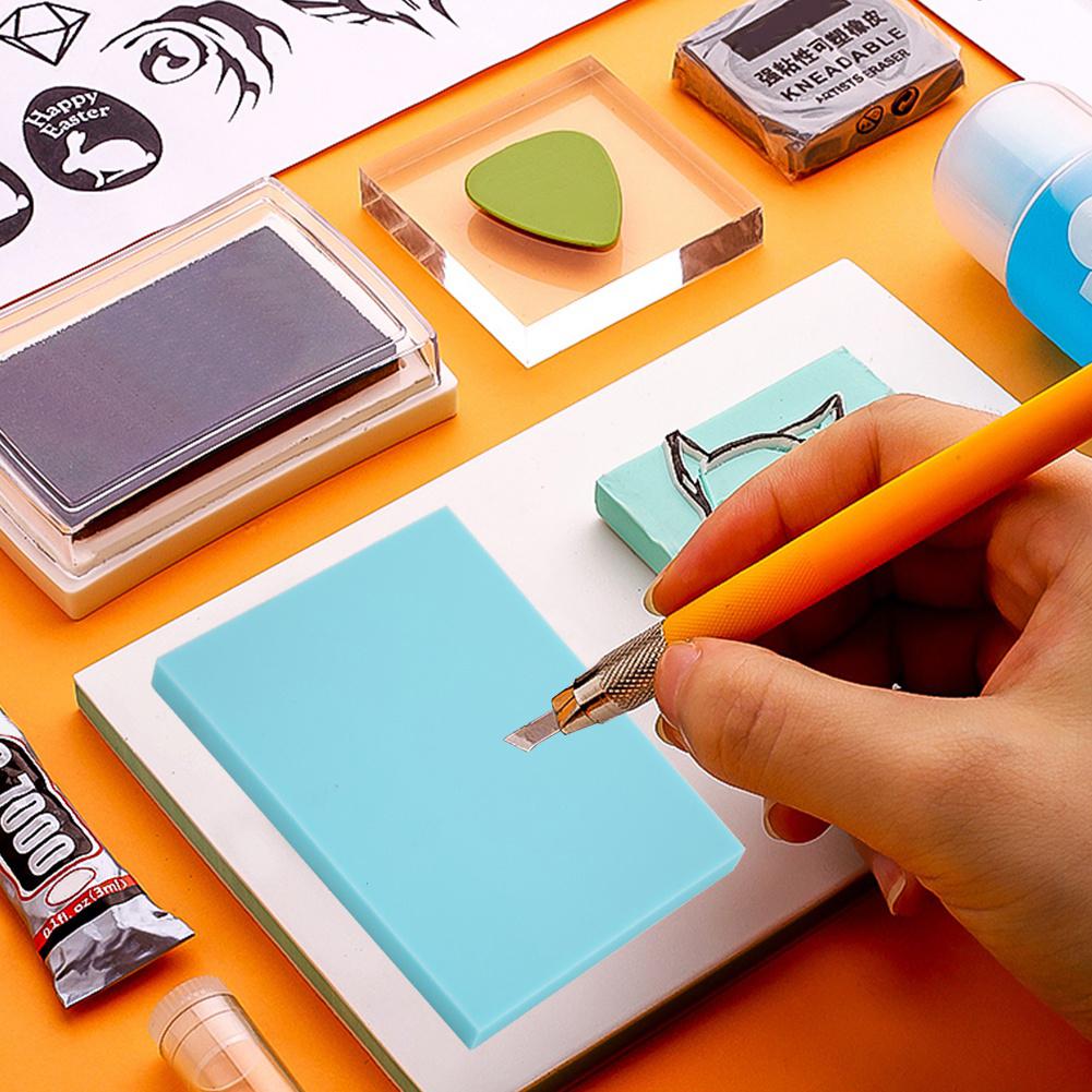 Jelly Rubber Stamp Thin Carving Block for DIY Handmade Rubber StampsSky Blue