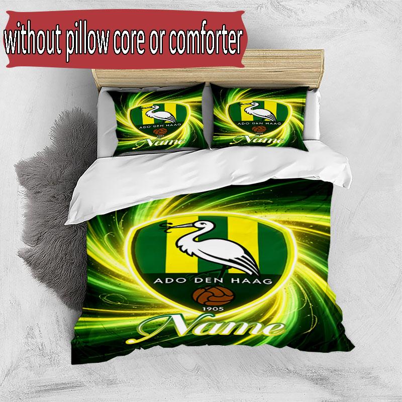 3pcs Duvet Cover Set (1*Duvet Cover + 2*Pillowcase, Without Core), Custom Name ADO Den Haag Pattern Bedding Set, Home Bedroom Decor Gift