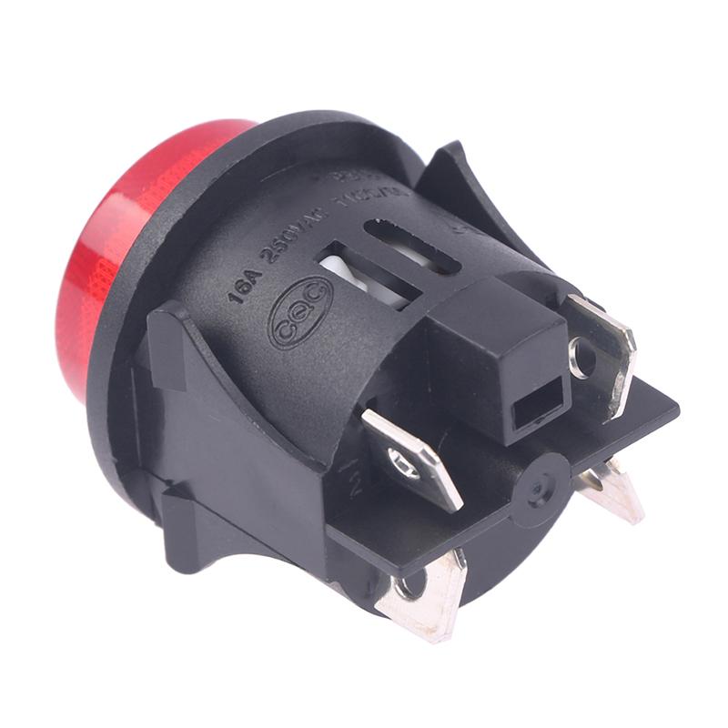 Red Push Button Switch 4 Pins Touch Power Switch Round Rocker Switch Ps18-16-2