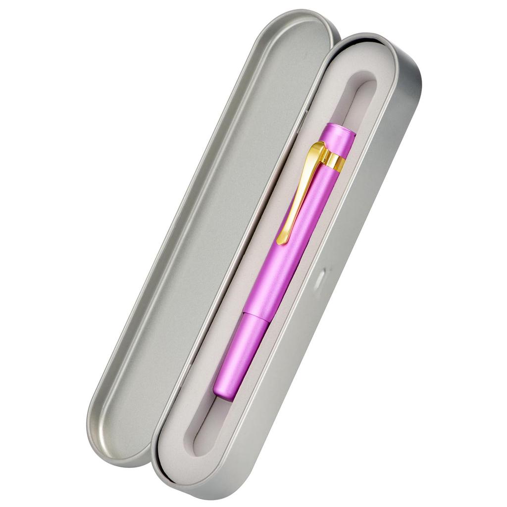 Hongdian M2 Mini Fountain Medium Soft Slim Pocket Travel Pen Pen, Purple, Nib, Nib, Aluminum,