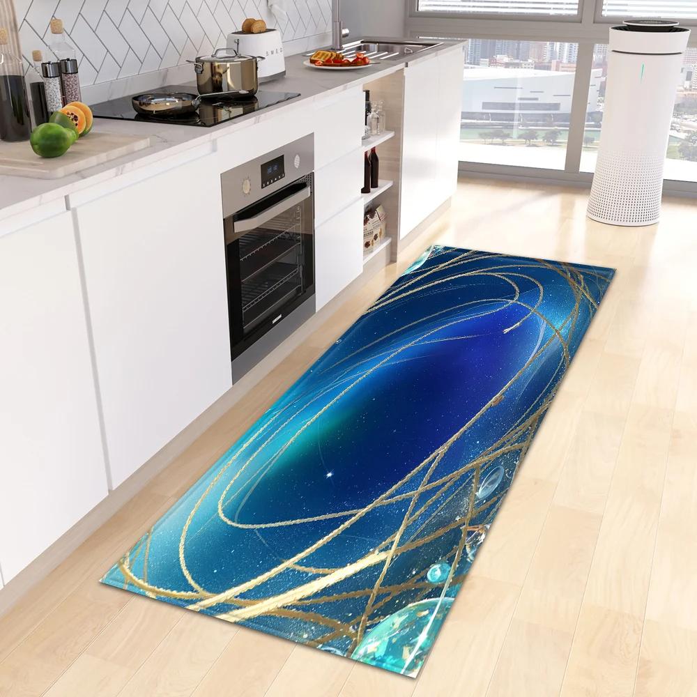 Starry Sky 3D Kitchen Rug Home Living Room Bedroom Balcony Floor Decor Carpet House Hallway Entrance Door Bath Non-Slip Foot Mat