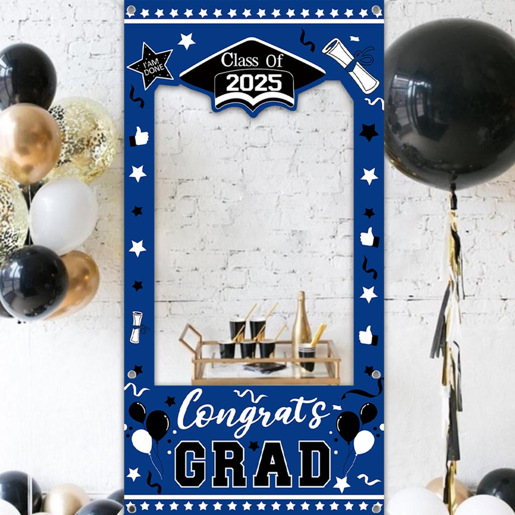 Black Gold Graduation Cloth Photo Booth Props Frame Class of 2026 Happy Graduation Season Party Decorations Grad Favors Supplies