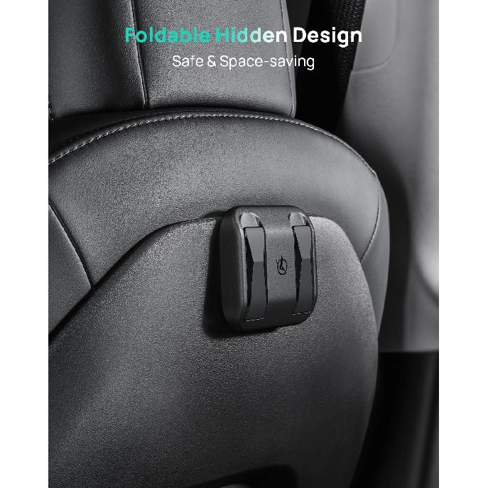 2 Pack Foldable Car Seat Hooks For Tesla Model Y Model 3 Accessories 2026 2025 2024 (Includes Model Y Juniper And Model 3 Highland), Anti-Drop
