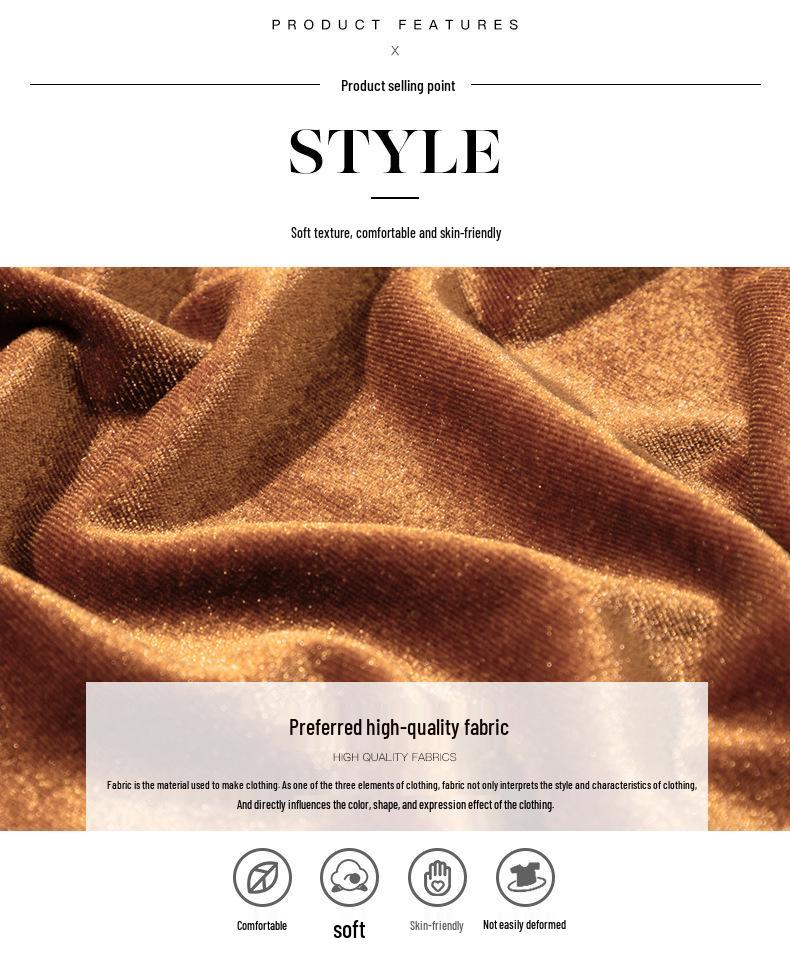 2024 Herbst/Winter Einfarbiges V-Ausschnitt Rüschen Langarm Hohe Taille Kleid für Damen