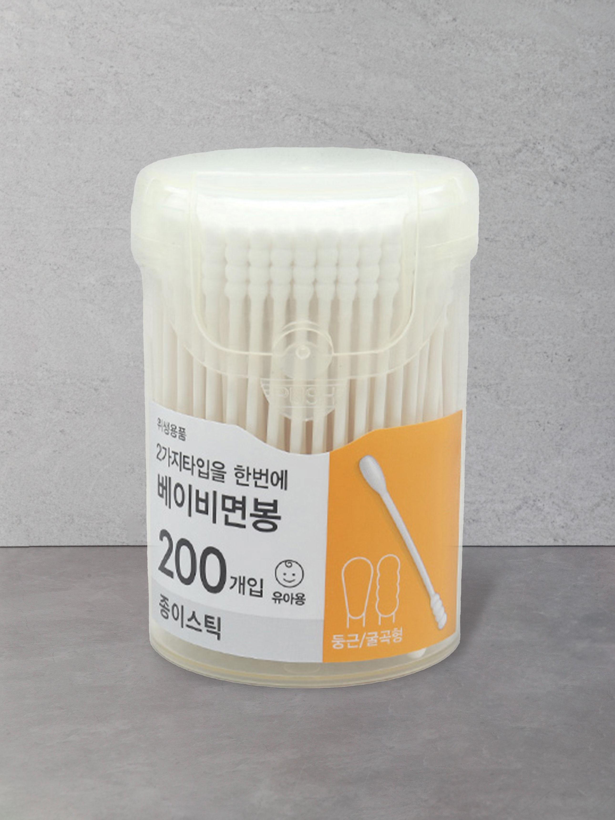 Baby Paper Cotton Swabs with One-Touch Case, 200 Count 1ea