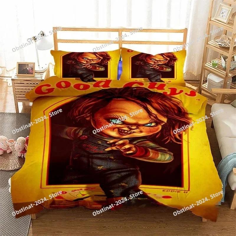 3D Horror Movie Chucky Bedding Set Duvet Cover Full Queen King Size Pillowcase Bed Print Bed Set Aldult Kid Bedroom Single Twin