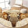 Elephant Head Boho Round Area Rug Non Slip Machine Washable Living Room Bedroom Home Decor Housewarming Gift