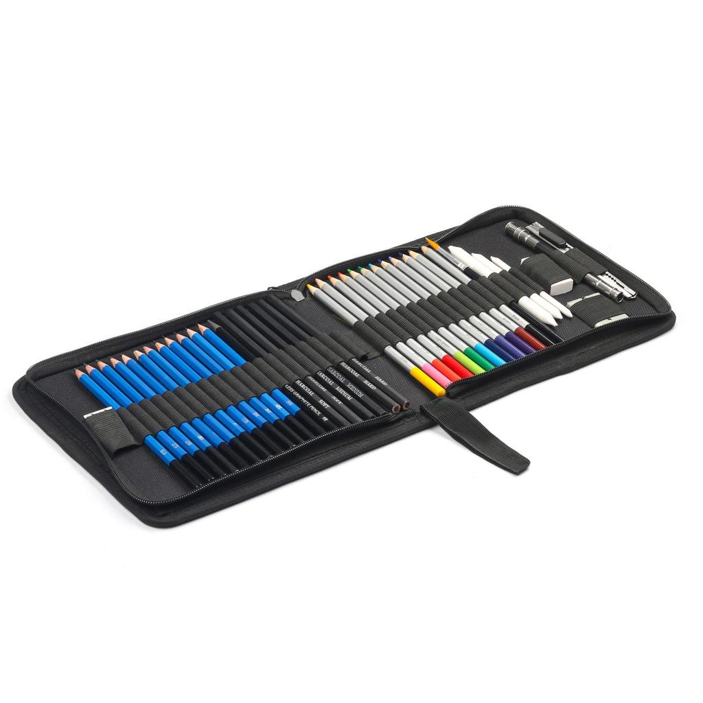 41-Piece Art Set: Sketch & Watercolor Pencils, Painting Supplies