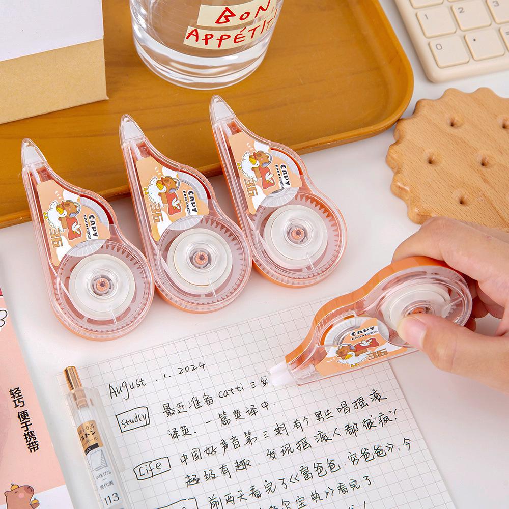 Capybara Correction Tape - Girly Heart Design, 5 Meters, Cute Cartoon Style White-out for Students