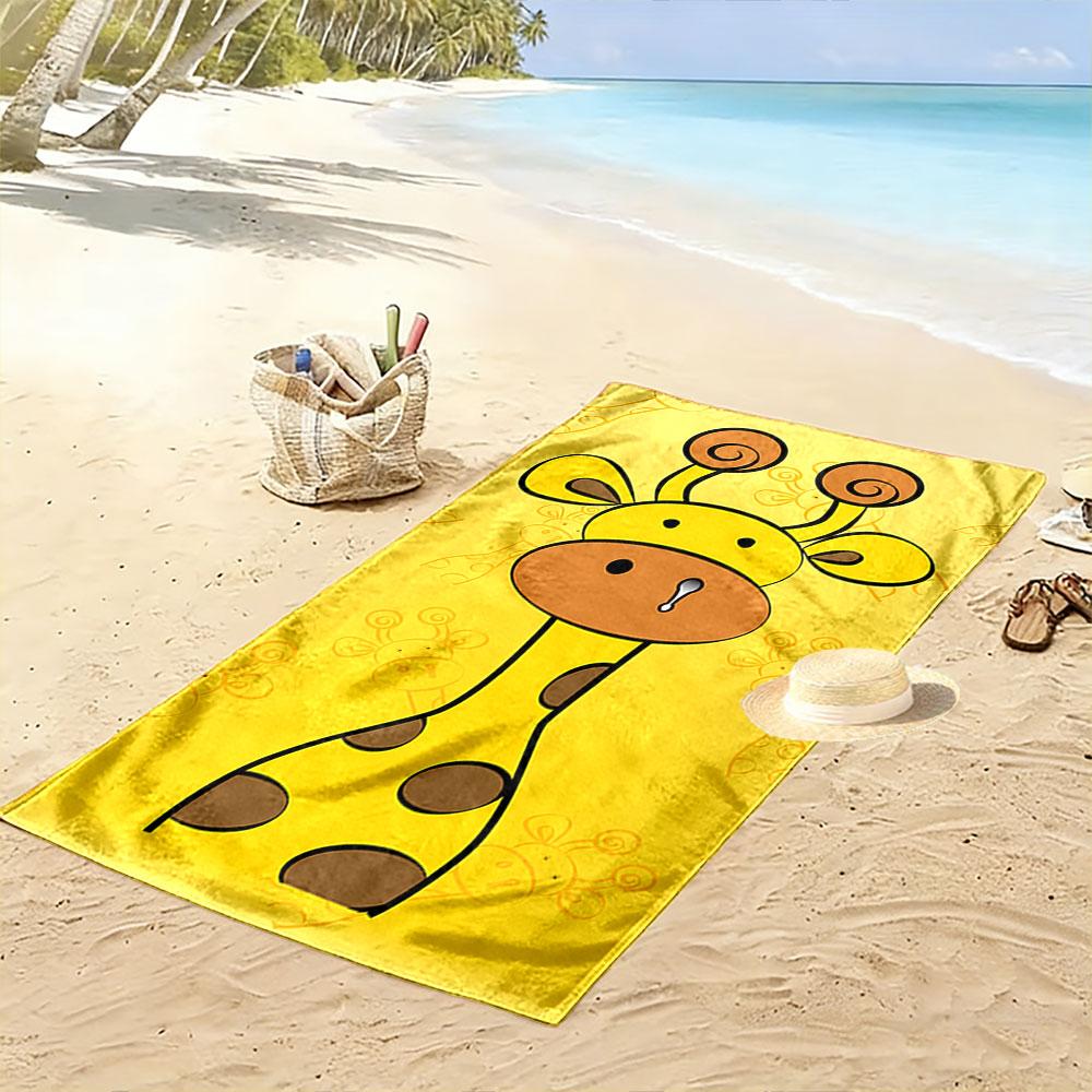 Cute Cartoon Giraffe Print Towel Beach Towel Quick-drying for Travel Outdoor Sports Jogging Beach and Swimming