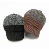 Winter Knitted Baseball Cap for Men Fleece Lined Thickened Warm Peaked Hat with Ear Protection Casual Knit Dad Cap
