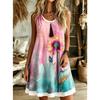 Women's  Flower Pattern Printed Sleeveless Round Neck Dress Loose Soft and Comfortable Plus Size Dress