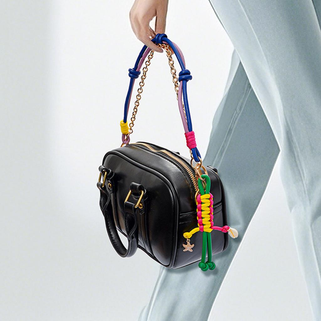 Trendy PU Rope Hanging Pendant Metal Chain For Bags Keys And Clothing Jeans Style Decoration 2025 Fashion Bag Decoration