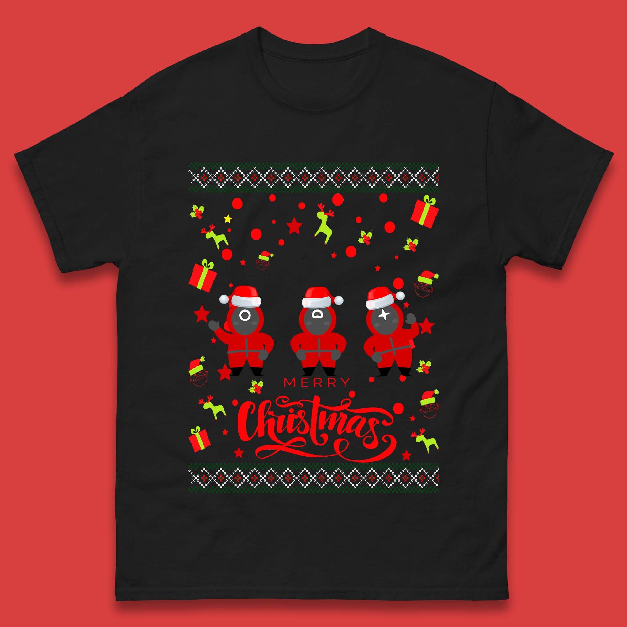 Squid Game Guards Christmas Mens T-Shirt Womens Tops Tees L