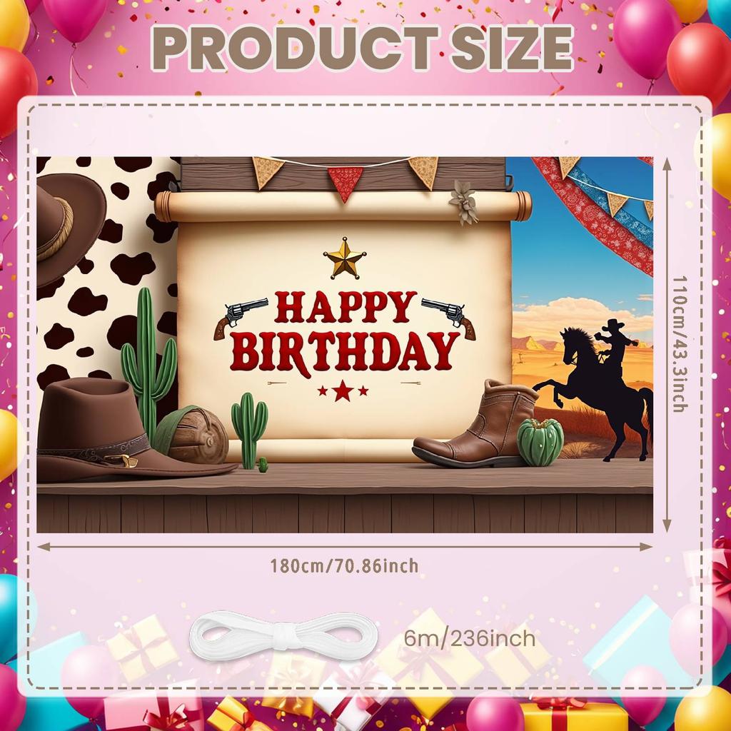 Rodeo Birthday Banner Cowboy Riding  Rodeo Party Display Wild West Birthday Banner Gold Star Embellishment