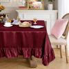 Gold Satin Tablecloth Rectangle Ruffled Table Cover,Ruffle Table Skirt for Kitchen Dining Weddings Dining Table Home Decoration