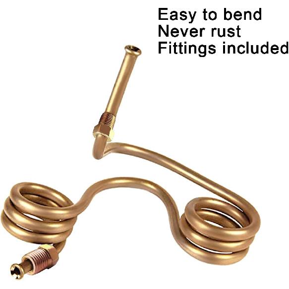25 ft 1/4 True Copper-Nickel Alloy Brake Line Kit Complete Replacement Brake or Fuel Tubing (Includes 16 Fittings), Easy to hand bend (.028) Wall