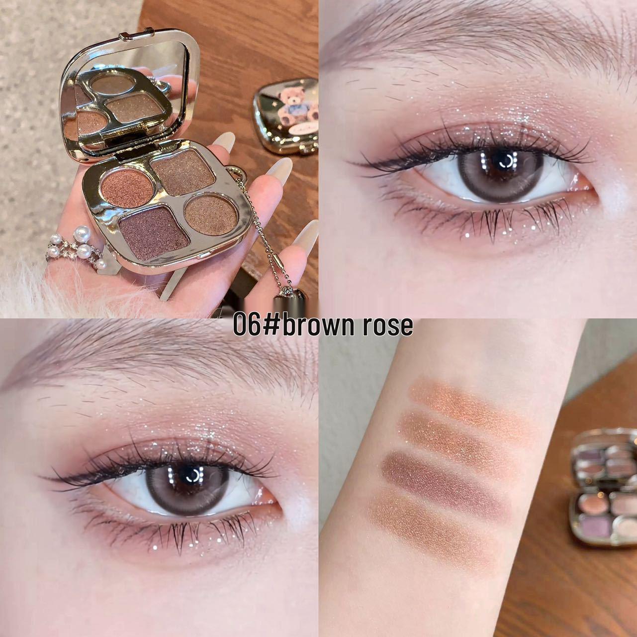 Kakashow Little Bear Light & Shadow Quad: Natural, Low-Saturation Eyeshadow Palette for Effortless, Blended Eye Makeup.