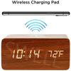 2022 Desk Sound Control Temperature Wireless Charger Wooden LED Alarm Digital Clock With Qi