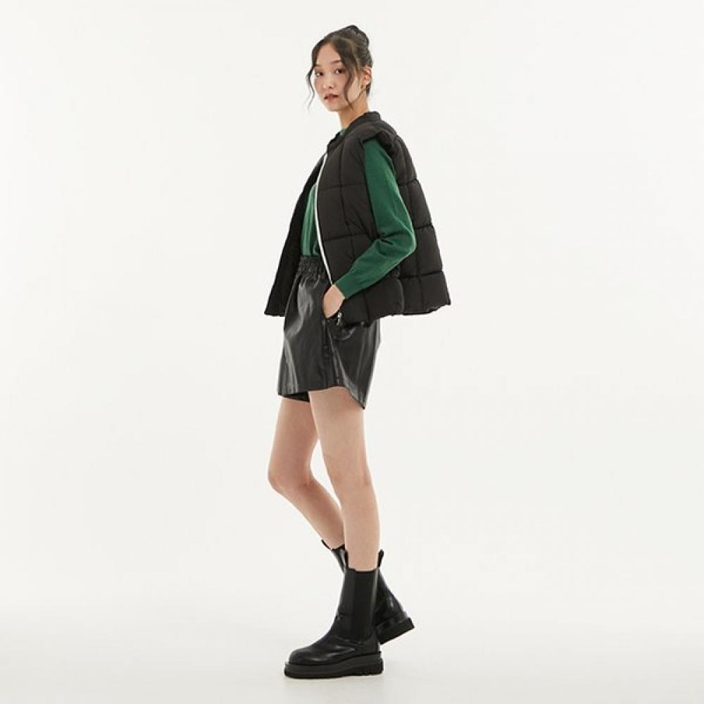 Lap Waistband Leather Short Pants An4lpa40