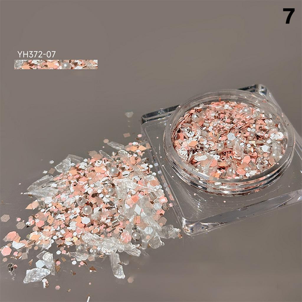 1Box Nail Glitter Powder Silver Glitter Iridescent Flakes Sequins Super Shining Paillette Pigment Dust For Nails Decoration