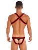 Pánská kombinéza s kontrastním lemováním a hrudním postrojem, s designem vypouklé kapsy, jednodílné body, spodní prádlo jockstrap pro cosplay