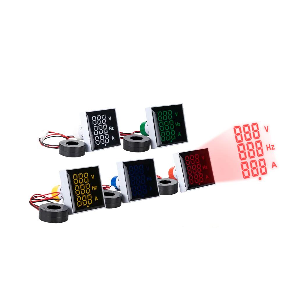 3 In 1 LED Digital Voltage Current And Frequency Meter AC 60-500V 0-100A  for Equipment Failure Construction Signal Indicators