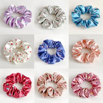 Crystal Satin Printed Large Intestine Hair Band Small Love Ponytail Headband Rubber Band 2026
