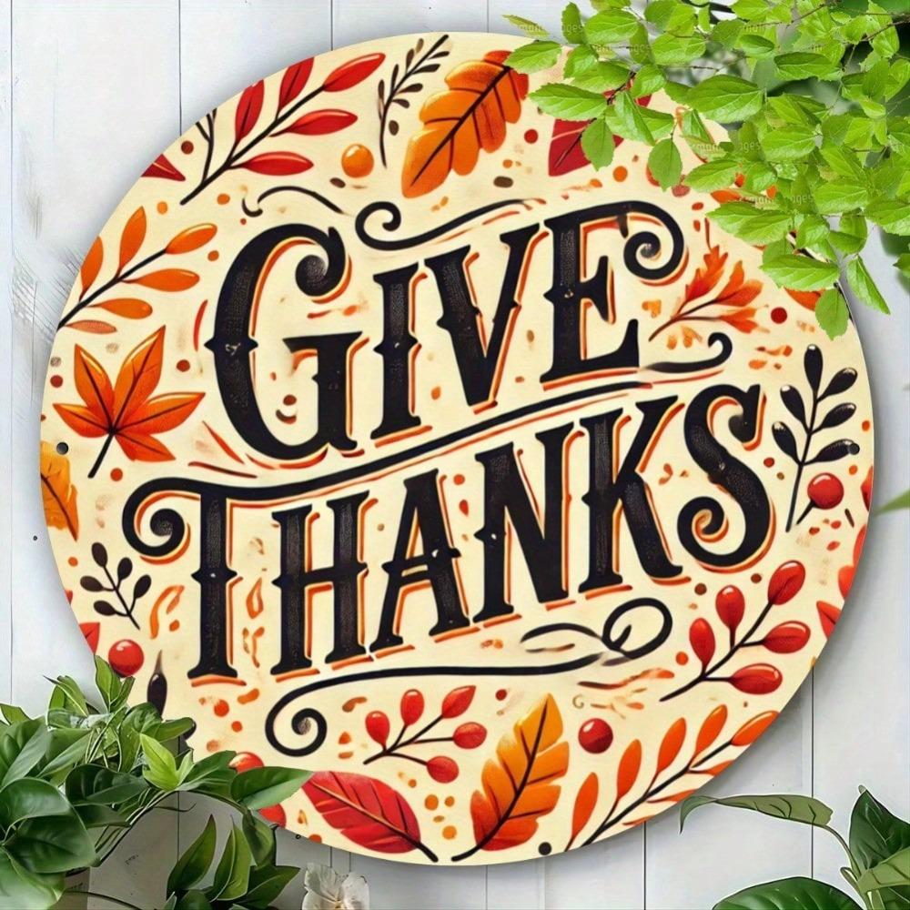Scratch Resistant Thanksgiving Round Metal Tin Sign Wall Art for Home Bar Cafe Indoor Outdoor Decor