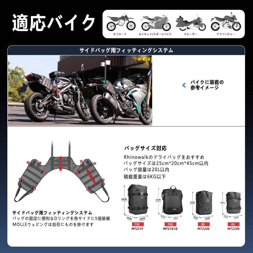Βάση Πλαϊνής Τσάντας Rhinowalk για Τοποθέτηση Πλαϊνής Τσάντας Εύκολη στην Πλαϊνή Τσάντα Μοτοσικλέτας Αυξημένη Φόρτωση Γενικής Χρήσης Για Στερέωση Πλαϊνών Τσαντών σε Ποδήλατα Μοτοσικλέτες,
