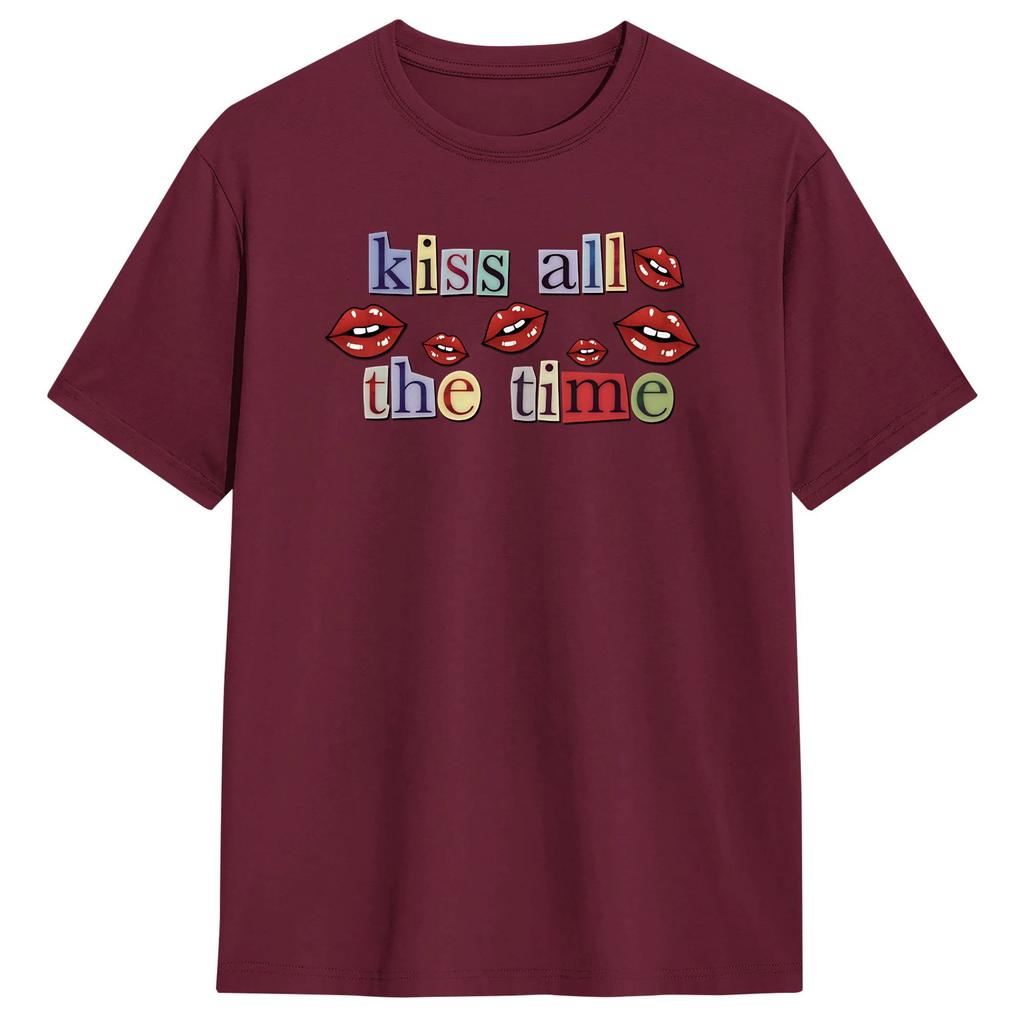 Creative Harrys Styles Kiss All The Time TShirts for Men Round Collar 100 Cotton T Shirts Short Sleeve Tees Printing Clothes