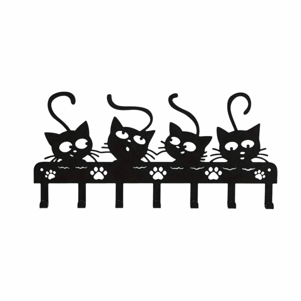

Iron Black Cat Wall Hook Nordic Clothes Storage Rack Stylish Key Holder Entryway