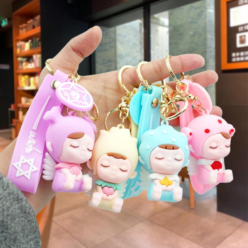 Adorable Creative Angel Baby Keychain Rubber Key Accessory Cartoon Style