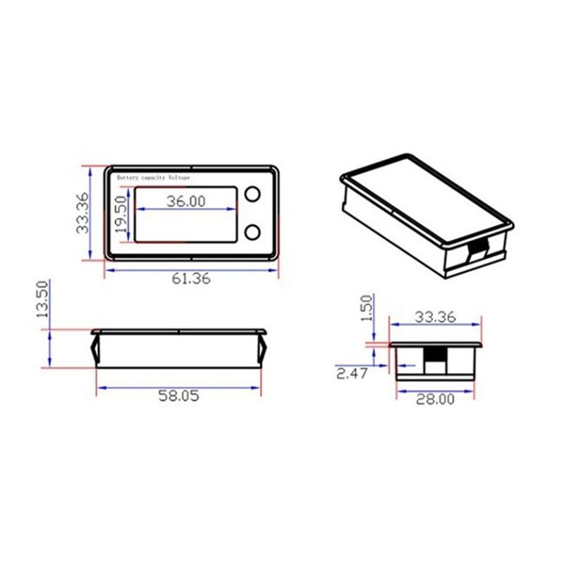 Digital Voltmeter Gauge with Color Screen for DC 8-100V LCD Display Lithium Lead-acid Battery Status Indicator for E-bik