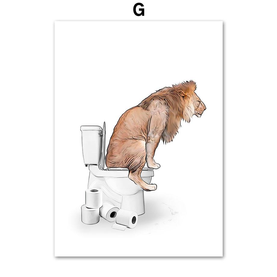 Bathroom Humor Dinosaur Zebra Lion Elephant Dog Wall Art Print Canvas Painting Nordic Posters Wall Pictures Toilet Room Decor