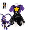 Poppy Cos Lily Lovebraids Cosplay Costume Black Suspenders Dress Purple T-shirt Stockings Outfit for Halloween Carnival Playtime