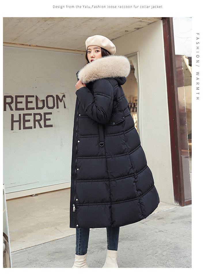Women’s Long Hooded Windproof Thicken Warm Winter Jacket With Belt
