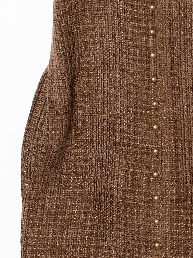 Ray Beams Women's Tweed Studded Sleeveless Dress, Brown