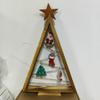 2Pcs Wooden Christmas Tree Ornament with LED Light Farmhouse Rustic Glowing Xmas Tree Table Sign Home Office Desktop Triangle Decoration