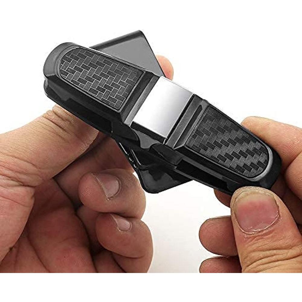 Sun Glasses Holder for Car Sun Visor Mount Ticket Card Clip, 180° Rotational Double-End Holder for Sunglasses and Eyeglasses