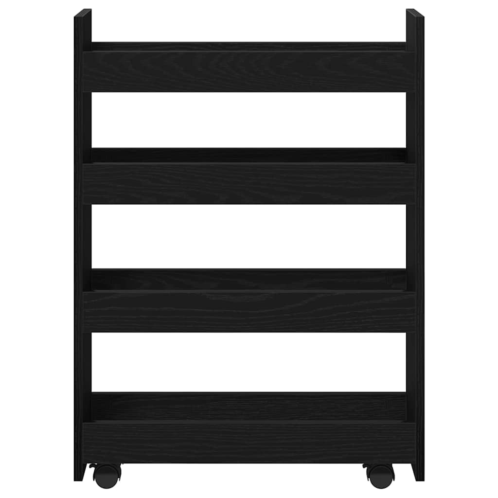 Narrow Storage Trolley Black Oak Effect