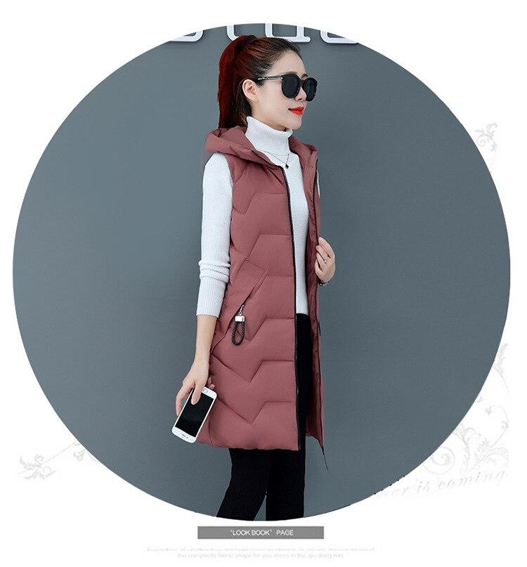 Frauen Herbst Winter Midi Mit Kapuze Ärmellose Weste Mantel Outwear Mantel Übergroße Puffer Jacke Baumwolle Gefütterte Parkas Weste 7 Farbe