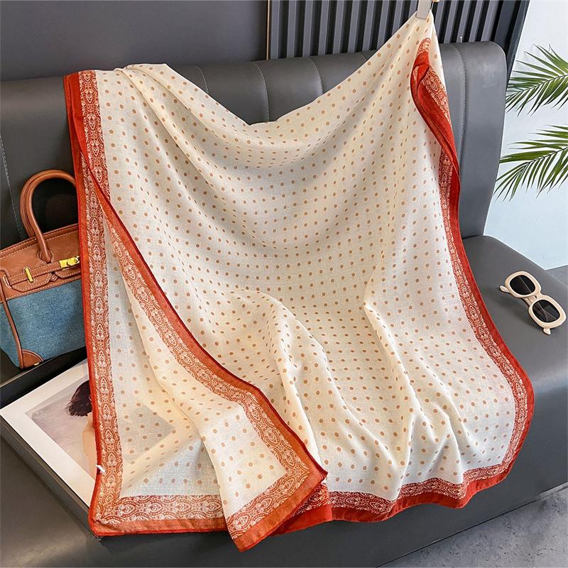 New Spring Women Cotton Scarf Beach Hijab Shawls and Wraps  Luxury Brand Flower Female Foulard Echarpe Designer Bandana